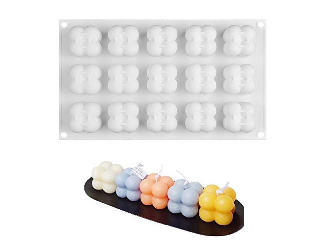Molde De Silicona Para Diy Chocolate Velas 3d Mini Cubo Burbuja De Calidad Alimentaria 15 Piezas