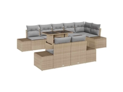 Maison Exclusive - Conjunto De Sofá De Jardín Con Cojín 9 Pcs Beige Y Gris Claro