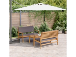 Set De Sofá De Jardín | Sofá De Exterior De 3 Uds Con Cojines De Madera Maciza De Acacia Wsd285091