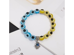 Pulsera griega con ojo y colgante de mano de Hamsa azul y amarilla SIURN