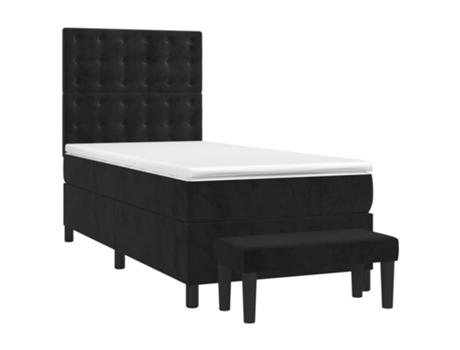 Cama con somier VIDAXL (Negro - Terciopelo - 203 x 90 x 128 cm)