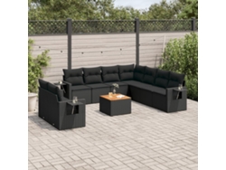 Conjunto de sofás de jardín de 10 piezas DKD Home Decor con cojines de mimbre negros