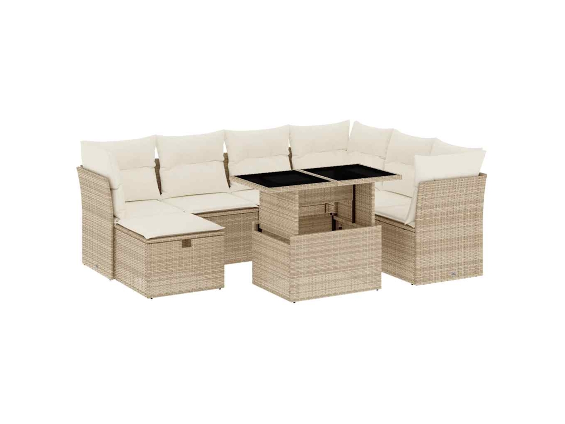 Conjunto 8 de sofás de jardín y cojines VIDAXL ratán sintético beige