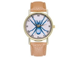 Reloj De Cuarzo Unisex Casual Con Patrón De Insectos Fashion, Regalo (beige)