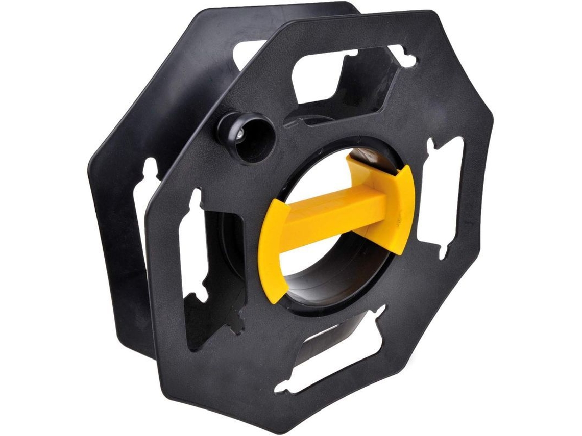 Carrete De Cable Manual Vacío Para Camping Y Uso Doméstico, Hasta 25 M, Plástico, Negro Y Amarillo.
