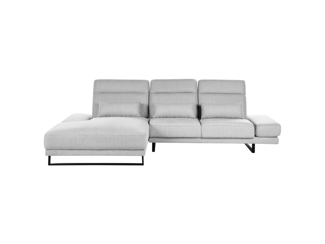 Sofá Esquinero Beliani Ikast de Poliéster Gris 320x214x105