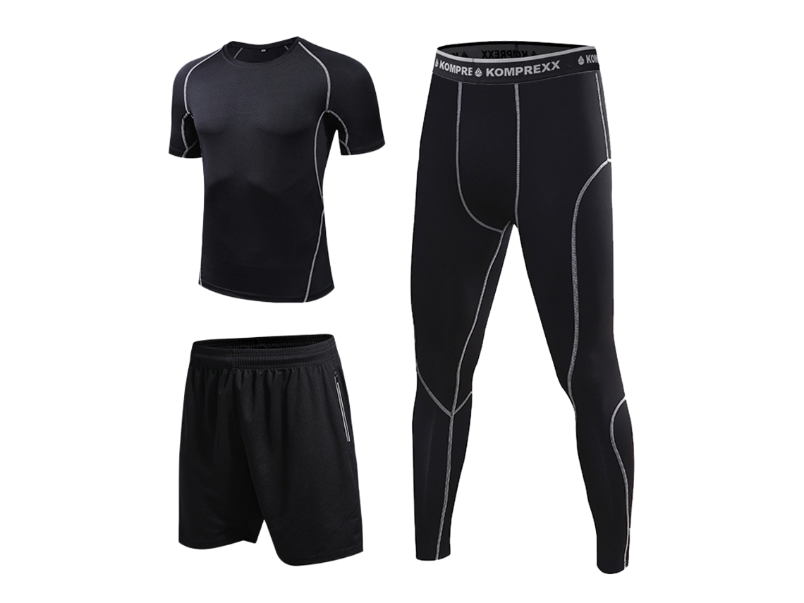 Jinwei-2026conjunto Deportivo Hombre 3 Piezas: Camiseta Pantalones Cortos Leggings Para Running Ciclismo Gimnasio Yoga
