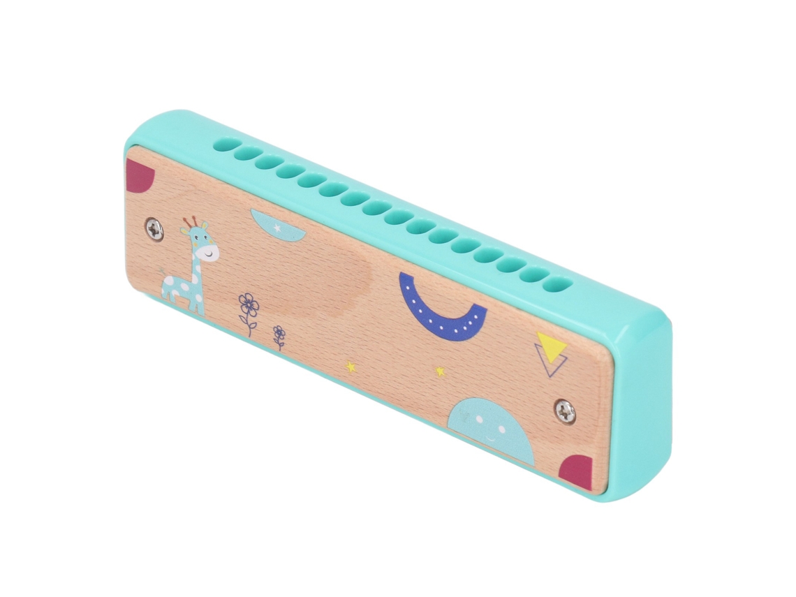 Armónica De Madera Para Niños Con 16 Agujeros Para Principiantes - Instrumento Musical Educativo - Azul