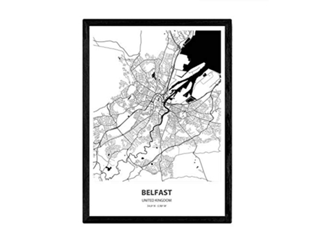 Poster NACNIC Mapa de Belfast Reino Unido (A3)