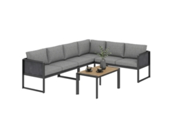 Conjunto Modular De Salón De Exterior Esquinero Para 6 Personas, Sofás, Mesa De Centro Y Cojines, Gris Oscuro.