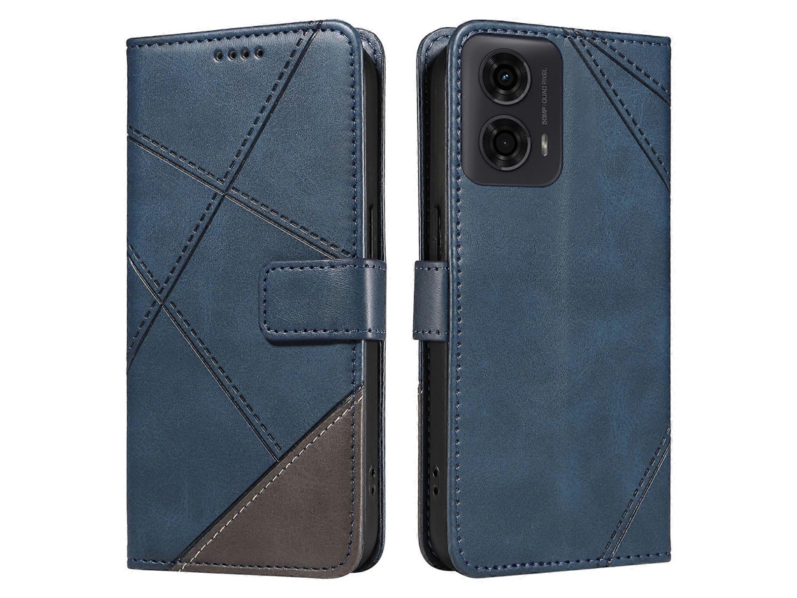 Funda De Cuero Con Tarjetero Para Motorola Moto E14 4g/ G04 4g/ G04s 4g/ G24 4g, Diseño Geométrico