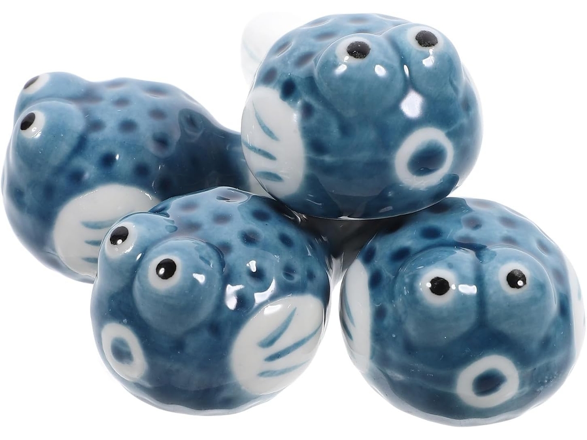 Conjunto De 4 Peças De Porta-colheres De Cerâmica Em Azul Chique.