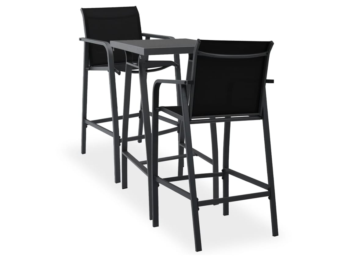 Conjunto de bar de jardín negro Dkd Home Decor