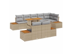 Maison Exclusive - Juego de comedor de jardín con cojines, 9 piezas, beige y gris