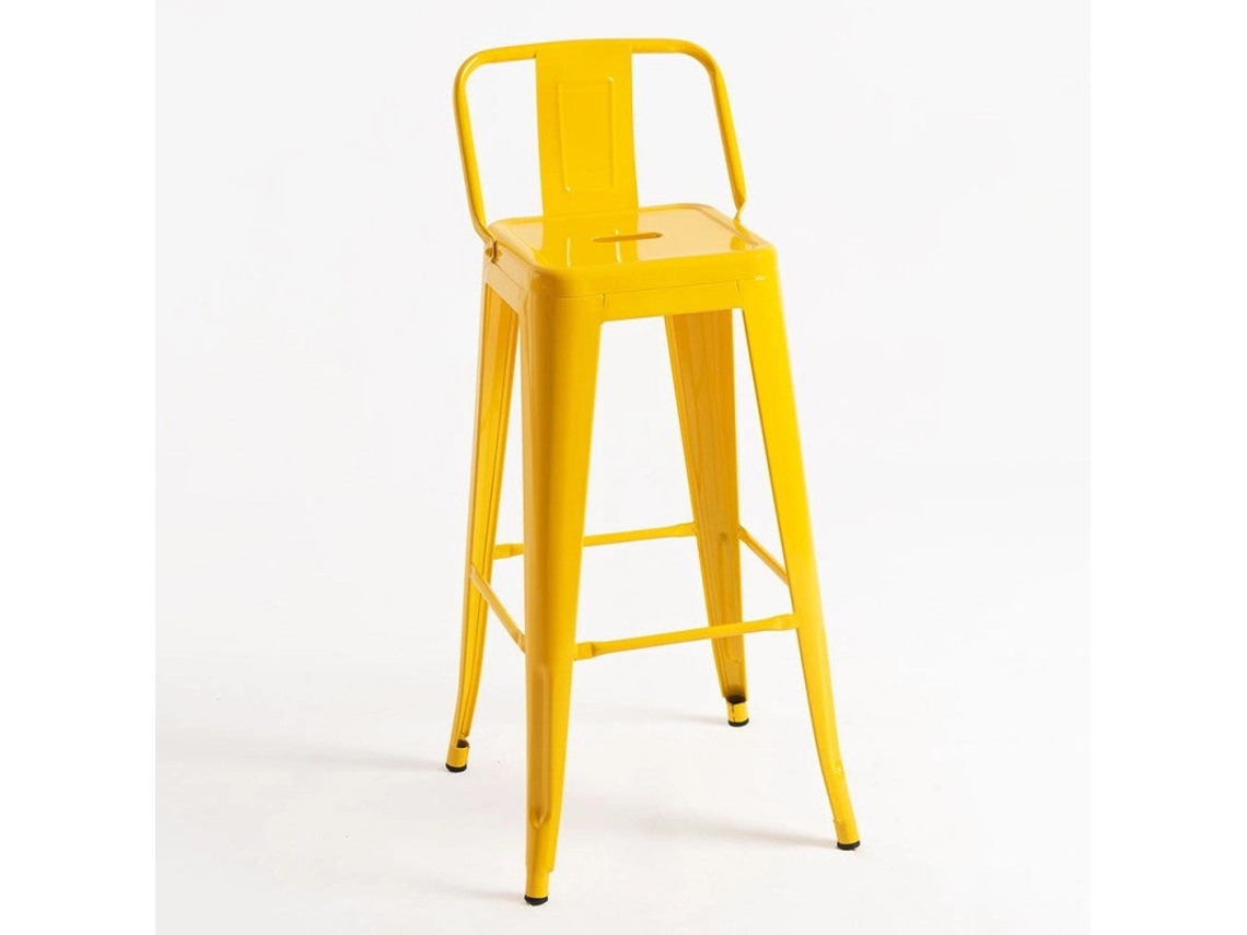 DUDECOR Taburete Leeds Con Respaldo Amarillo
