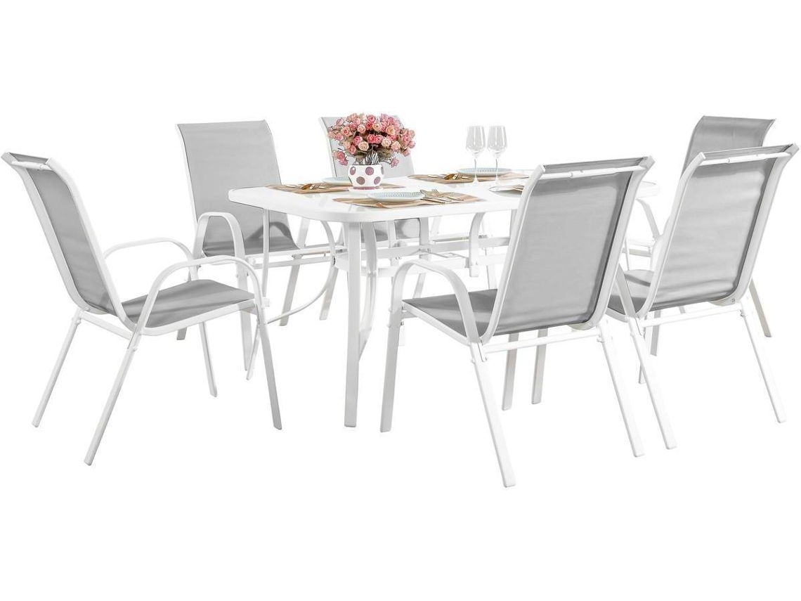 Conjunto de Jardín HABITAT ET JARDIN Phoenix (Gris, Blanco - Acero, Vidrio - 150x90x72 cm)