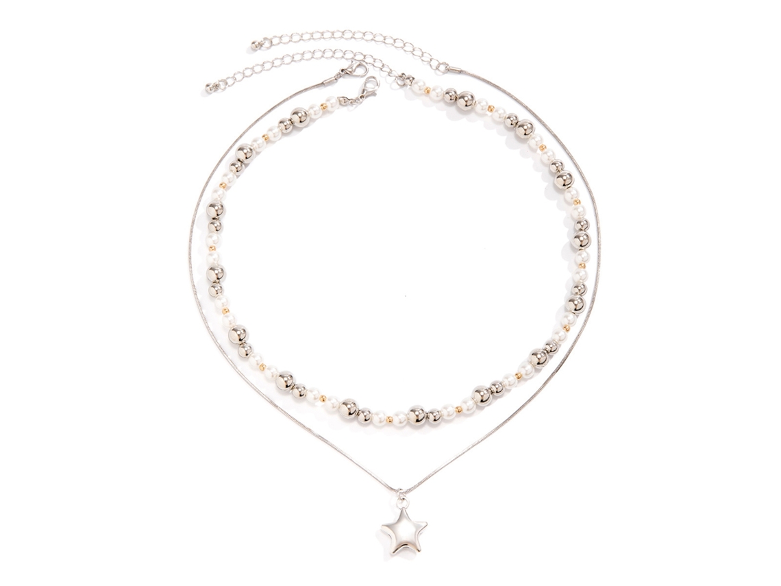 Conjunto De Collar De Capas Con Colgante De Estrella De Aleación, A La Moda Para Mujeres Y Niñas, Talla G
