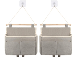 10 bolsas de almacenamiento de pared de alta capacidad con bolsillos, impermeables, de tela de lino (negras)