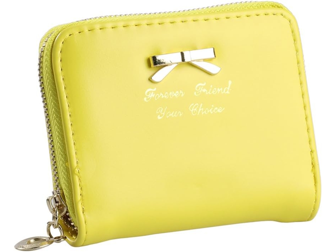 Cartera De Mujer En Cuero Pu - Monedero Y Tarjetero Moderno - Amarillo