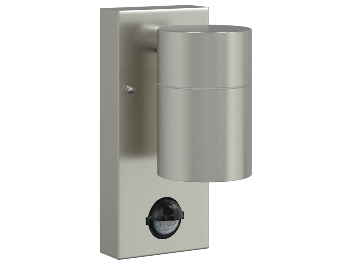 Luz De Pared Exterior Con Sensor Acero Inoxidable Plateado Ip44 Vidaxl Plata Acero Inoxidable
