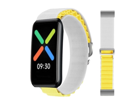 Correa Alpine G-Hook Ajustable Oppo Watch Free Blanco y Amarillo