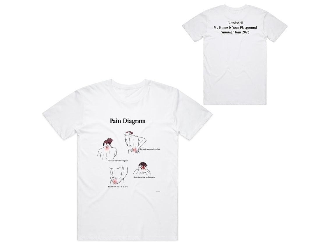 Blondshell Pain Diagram T-shirt Rockinstone Unisex Adults Best Sellers Size:xl