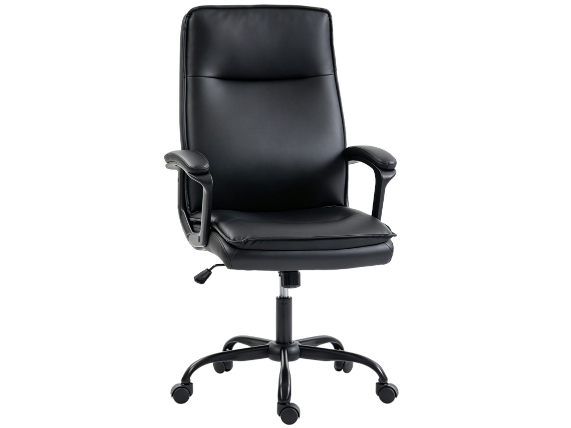 Sillas De Oficina Ergonómica Pu Altura Regulable Función De Balanceo Giratoria 360° Negro