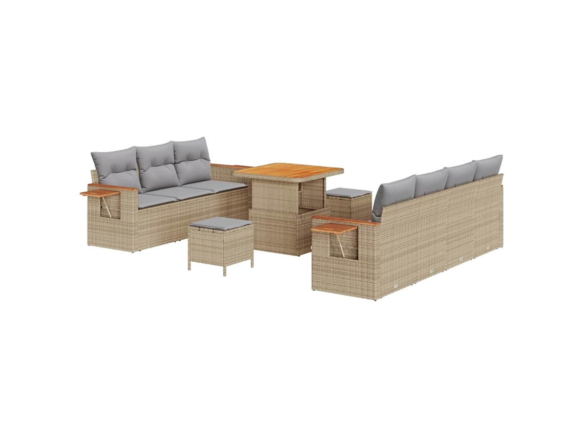 Maison Exclusive - Conjunto De Sofás De Jardín Con Cojín 13 Pcs Beige Y Gris Claro