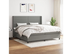 Cama Box Spring Con Colchón Tela Gris Oscuro 200x200 Cm