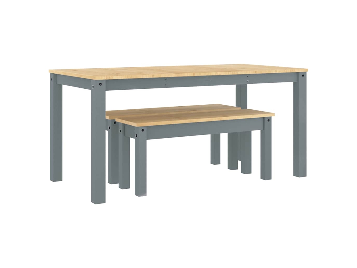 Maison Exclusive - Juego De Comedor Panama 3 Pzas Madera Maciza De Pino Gris