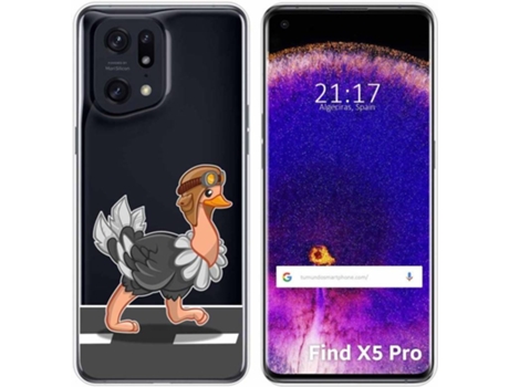Carcasa para Oppo Find X5 Pro 5G TUMUNDOSMARTPHONE Dibujos Transparente Avestruz Multicolor