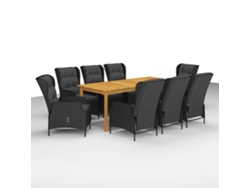 9 Piezas Conjunto De Jantar Para Jardim Cinzento Escuro Dkd Home Decor