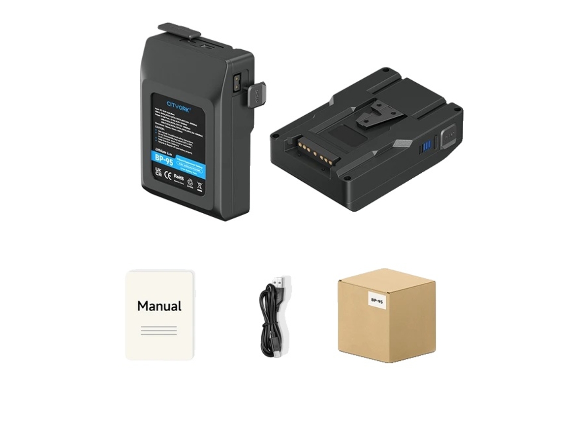 Batería con montura V, carga rápida PD de 60 W, compatible con cámaras Sony, bp-95