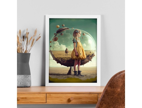 NACNIC Poster Vestido Amarillo En Estilo Surrealismo Cinematográfico Ilustraciones Y Grabados De Historieta Abstracta Y Artística A4 Marcos Negros