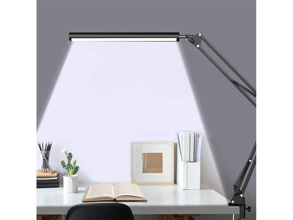 Rebe-lámpara De Escritorio Led Ajustable Con Pinza Brazo Metálico 10 Niveles De Brillo Para Lectura Oficina Hogar