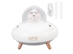 Mini humidificador UFO de 400 ml con 2 boquillas, luz nocturna USB, silencioso, para dormitorio