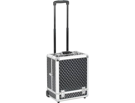 vidaXL Maletín trolley de maquillaje aluminio negro 35x29x45 cm