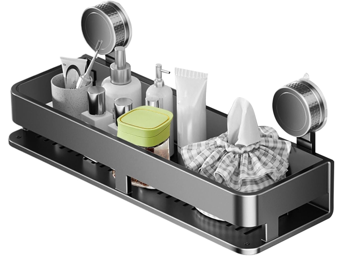 Estante Para Especias, Estante Adhesivo Con 5 Ganchos Para Cocina, Comedor, Baño, Apto Para Metal, Azulejos
