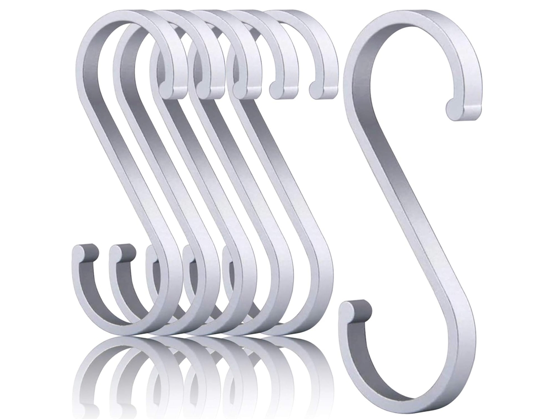NEVEANCE Ganchos resistentes en forma de S, acabado cromado, para una fácil organización, diseño moderno y elegante, soportan hasta 25 kg, para uso en interior