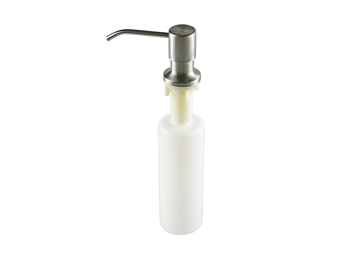 Dispensador de jabón de encimera, botella rellenable sobre el fregadero, acabado en níquel cepillado que garantiza durabilidad y estética, ahorro de energía.