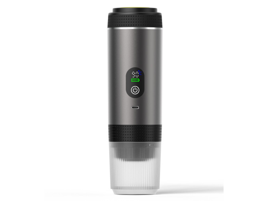 Cafetera portátil 3 en 1 GERTIZ con pantalla digital para café molido y cápsulas (gris)