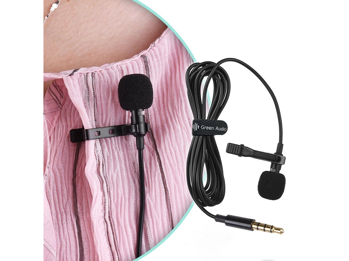 Micrófono de solapa con clip para iPhone, condensador de 3,5 mm con salida para auriculares, para cámara y móvil.