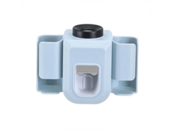 Portacepillos de dientes con dos agujeros, portapasta, accesorio de baño MDUG (azul)