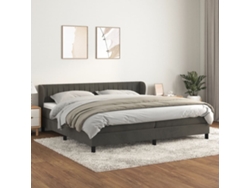Cama Box Spring Con Colchón Terciopelo Gris Oscuro 200x200 Cm