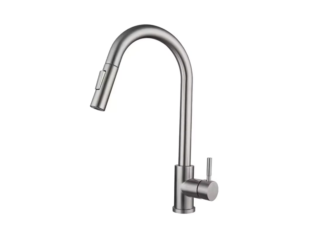 (Caqui) Grifo monomando con caño extensible, para mezclar agua caliente y fría.