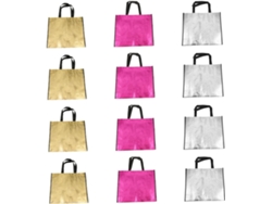 Juego De 12 Bolsas De Compra Reutilizables, Fabricadas En Tela No Tejida Compacta Y Portátil, Con Diseños Surtidos.
