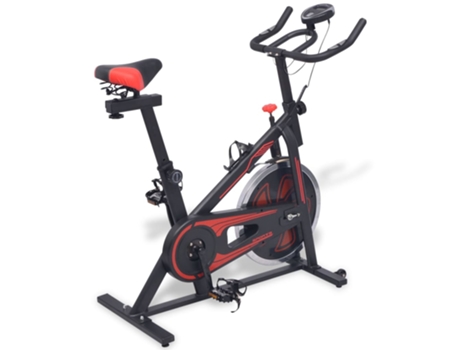 vidaXL Bicicleta estática con sensores de pulso negra y roja