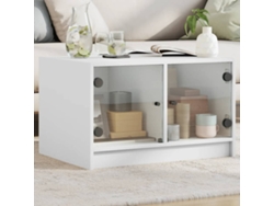 Mesa de centro con puertas de cristal 68x50x42 cm Blanca HARLANV1
