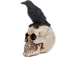 Estatua gótica de calavera con pájaro | Pájaro para cafeterías y oficinas, estilo gótico