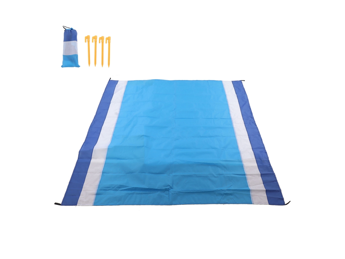 Manta de picnic portátil, impermeable y antimanchas, azul y blanca